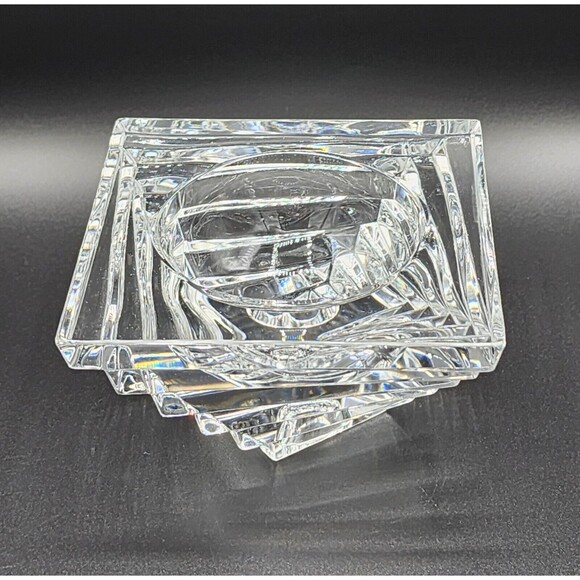 JG Durand Vintage Crystal Sculpture Candle Holder 2.25in x 4in 1980 Round Candle - Picture 11 of 11